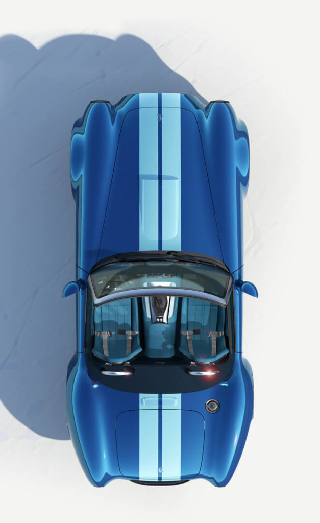 AC Cobra GT roadster aerial view